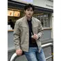 Stand Collar Zip-Up Plain Crop Jacket