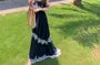 Spaghetti Strap Scoop Neck Lace Trim Maxi A-Line Dress