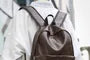 Plain Faux Leather Zip Backpack