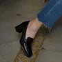 Square Toe Block Heel Loafer Pumps