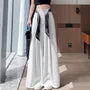 Set: High Waist Plain Wide Leg Pants + Scarf