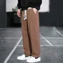 Drawstring Waist Plain Straight Leg Sweatpants