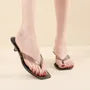 Kitten Heel Square Toe Jelly Thong Sandals