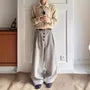 Mid Rise Plaid Wide Leg Dress Pants