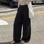 Maternity Drawstring Waist Plain Barrel Leg Baggy Pants