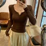 Long-Sleeve Henley Plain Top