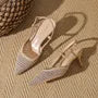 Kitten Heel Pointed Toe Mesh Slingback Sandals