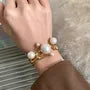 Faux Pearl Layered Open Bangle