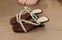 Square-Toe Polka Dot Chunky Heel Slide Sandals