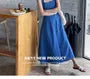 Sleeveless Square Neck Washed Maxi A-Line Denim Dress