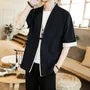 Elbow-Sleeve Open Front Linen Jacket