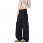 Mid Waist Striped Loose Fit Wide Leg Dress Pants