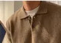 Long-Sleeve Plain Polo Knit Top