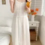 Spaghetti Strap Plain Lace Trim Pajama Dress