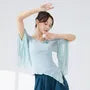 Long-Sleeve Round Neck Plain Ruffle Dance Top