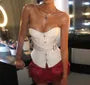 Plain Belt Accent Corset Tube Top