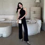 Halter Plain Open Back Loose Fit Jumpsuit