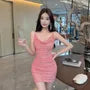 Spaghetti Strap Cowl Neck Sequin Mini Bodycon Dress