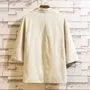 3/4-Sleeve Plain Open Front Linen Jacket