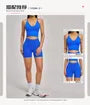 Set: Spaghetti Strap Plain Sports Bra + High Waist Yoga Shorts