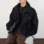 Stand Collar Zip-Up Plain Jacket