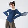 Long-Sleeve Crew Neck Plain Dance Crop Top
