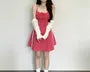 Set: Spaghetti Strap Dotted Mini A-Line Dress + Light Scarf