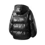 Hooded Plain Faux Leather Puffer Jacket