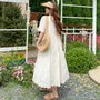 Maternity Short Sleeve Midi A-Line Eyelet Lace Dress