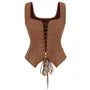 Sleeveless Square Neck Plain Lace Up Bustier Top