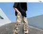 High-Waist Drawstring Camo Cargo Pants