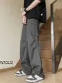 Mid Rise Plain Straight Leg Cargo Pants