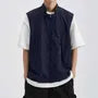 Stand Collar Zip-Up Plain Vest