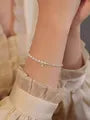 Sterling Silver Rhinestone Pendant Faux Pearl Bracelet