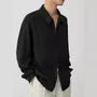 Long-Sleeve Zip-Up Plain Shirt