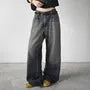 Mid-Rise Washed Baggy Jeans