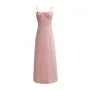 Spaghetti Strap Scoop Neck Gingham Tie Front Maxi A-Line Dress