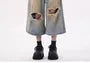 Mid Rise Washed Distressed Wide Leg Jorts