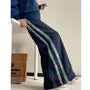 Drawstring Waist Plaid Panel Wide Leg Sweatpants