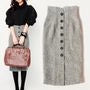 Single-Breasted Woolen Pencil Skirt