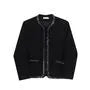 Round Neck Chained Trim Open Front Jacket