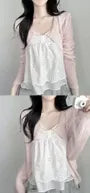 Cap-Sleeve V-Neck Perforated Flowy Crop Top