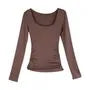 Long-Sleeve Scoop Neck Plain Slim Fit T-Shirt
