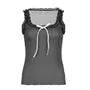 Scoop Neck Check Print Ruffled-Trim Slim-Fit Tank Top