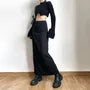 High Waist Plain Slit Maxi Pencil Skirt