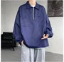 Long-Sleeve Plain Half-Zip Polo-Neck Sweatshirt