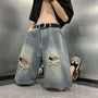 Mid Rise Washed Distressed Jorts