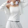 Scoop Neck Plain Ribbed Open Back Crop Camisole Top