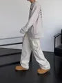Mid Rise Plain Wide Leg Cargo Pants