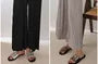 Set: Short-Sleeve V-Neck Pleated Top + Elastic Waist Pleated Pants